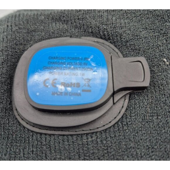 Night Scope Men's Gray Striped Beanie Hat With Headlamp One Size Work Outdoors - Picture 4 of 7